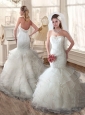 Lovely Mermaid Strapless Wedding Dresses with Ruffles and Lace