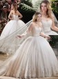 Popular Appliques and Beading Wedding Dresses with Brush Train