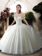 2016 New Style Scoop Beading Wedding Dresses with Brush Train