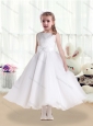 Pretty Scoop White Flower Girl Dresses with Beading and Bowknot