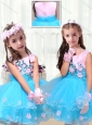 2016 Cute Scoop Short Little Girl Dress with Appliques