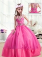 2016 Sweet Ball Gown Beading Mini Quinceanera Dresses in Hot Pink