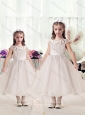 Classical Cap Sleeves Flower Girl Dresses with Appliques and Belt
