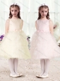 Luxurious Scoop Flower Girl Dresses with Ruffles and Bowknot
