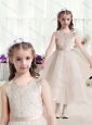 Most Popular Scoop Champagne Flower Girl Dresses with Appliques