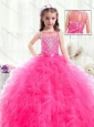 2016 Beautiful Bateau Hot Pink Mini Quinceanera Dresses with Beading