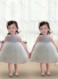 2016 Cute Scoop Ball Gown White Toddler Dress with Ruffles