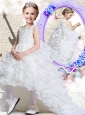 2016 Lovely Scoop High Low White New Style Little Girl Pageant Dresses with Ruffled Layers