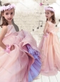 2016 Pretty Ball Gown Peach New Style Little Girl Pageant Dresses with Bowknot