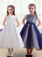 2016 Sweet Scoop Ruching Tea Length New Style Little Girl Pageant Dresses