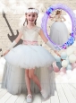 2016 Sweet V Neck High Low Appliques  New Style Little Girl Pageant Dresses