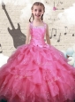 New Style Beading and Ruffles Mini Quinceanera Dresses in Watermelon