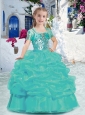 Best Spaghetti Straps Little Girl Pageant Dresses with Beading and Bubles
