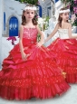 Classical Ball Gown Little Girl Pageant Dresses with Ruffled Layers and Beading