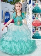 Classical Halter Top Little Girl Pageant Dresses with Ruffled Layers and Beading