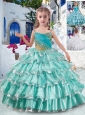 Elegant Spaghetti Straps Little Girl Pageant Dresses with Ruffled Layers and Beading
