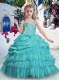 Gorgeous Straps Little Girl Pageant Dresses with Ruffled Layers and Beading