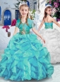 Latest Halter Top Little Girl Pageant Dresses with Ruffles and Beading