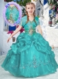 New Style Halter Top Bubles Little Girl Pageant Dresses in Turquoise