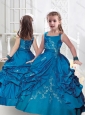 New Style Square Taffeta Little Girl Pageant Dresses with Appliques and Bubles