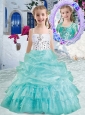 Romantic Spaghetti Straps Little Girl Pageant Dresses with Beading and Bubles