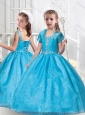 New Style Ball Gown Straps Beading Little Girl Pageant Dresses in Teal