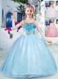 New Style Beautiful Spaghetti Straps Light Blue Little Girl Pageant Dress with Beading