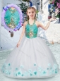 New Style Elegant Halter Top Little Girl Pageant Dresses with Appliques and Beading