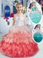 New Style Elegant Spaghetti Straps Little Girl Pageant Dresses with Ruffled Layers and Beading