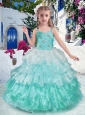 New Style Luxurious Straps Ball Gown Little Girl Pageant Dresses with Ruffled Layers
