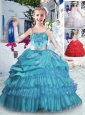 New Style Spaghetti Straps Little Girl Pageant Dresses with Ruffled Layers and Appliques