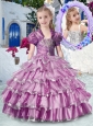 New Style Straps Little Girl Pageant Dresses with Ruffled Layers and Appliques