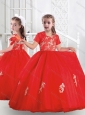 New Style Ball Gown Scoop Appliques Little Girl Pageant Dresses in Red