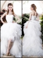 Beautiful High Low Sweetheart Wedding Dresses with Beading and Ruffles