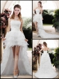 Fashionable 2016 Strapless High Low Appliques Wedding Dresses