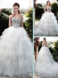 Latest Beading and Ruffles Wedding Dresses with Court Train