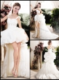 New Style High Low Straps Wedding Dresses with Appliques