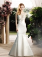 2016 Elegant Mermaid Scoop Wedding Dresses with Beading