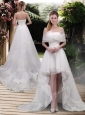 Classical High Low A Line Wedding Dresses with Appliques