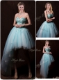 Low Price Appliques Light Blue Wedding Dresses with Asymmetrical