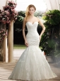 Popular Mermaid Sweetheart Wedding Dresses with Appliques and Ruching