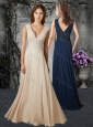 Gorgeous Empire V Neck Mother of The Bride Dress with Beading and Appliques