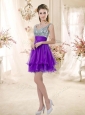 2016 Best Straps Short Purple Prom Dresses with Sequins