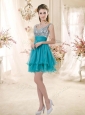 2016 Top Selling Straps Short Sequins Beautiful Prom Dresses in Teal