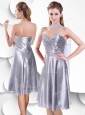 2016 Best Empire Elastic Woven Satin Silver Dama Dresses for Quinceanera with Beading and Ruching