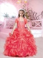 Exquisite Visible Boning Red Flower Girl Dress with Beading and Ruffles
