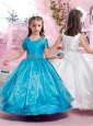 Latest Ankle Length Belted with Beading Flower Girl Dress with Lace Up
