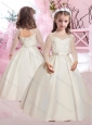 Popular Applique and Belted A Line Flower Girl Dress in Taffeta