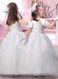 2016 Popular Square Ankle Length Flower Girl Dress with Beading