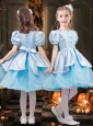 Cute Square Bowknot Two Tone Little Girl Pageant Dress in Organza and Taffeta